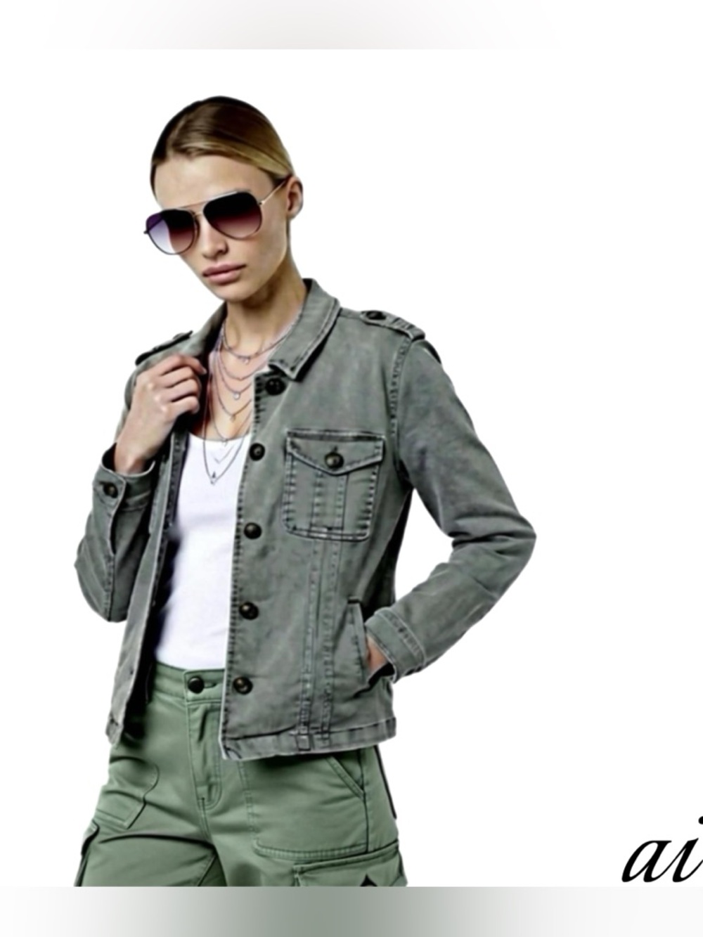 Grey Jean Utility Jacket